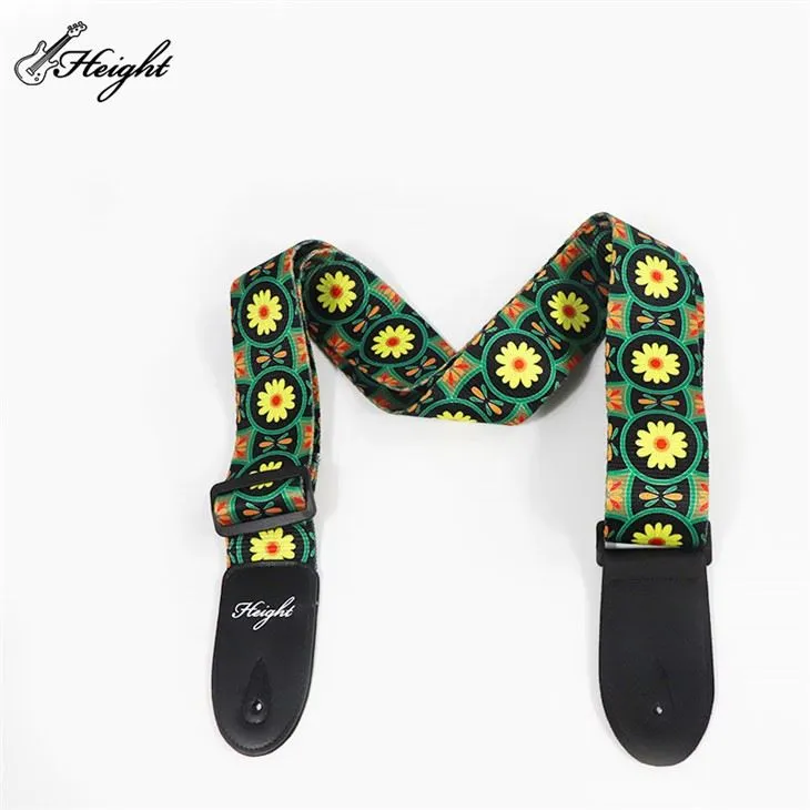 Polyester Blue Flower Adjustable Guitar Strap